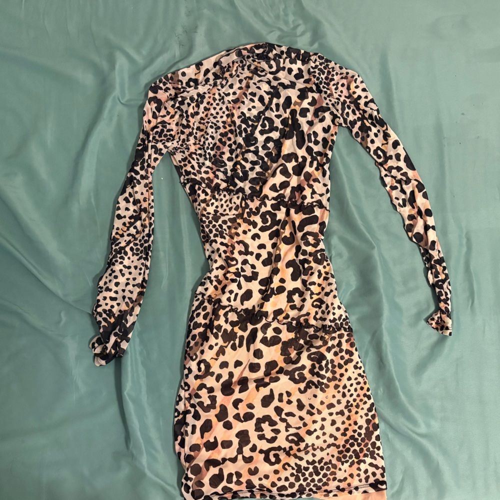 Guess Animal Print Long Sleeve Dress